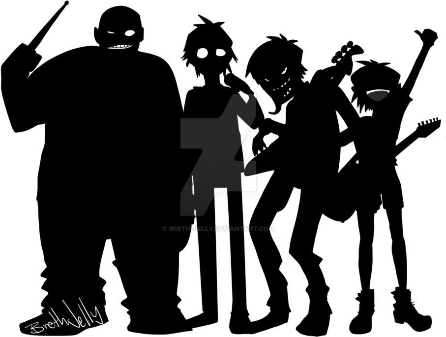 Gorillaz Band By Breth-jelly On Deviantart - Gorillaz Black And White (1024x768), Png Download