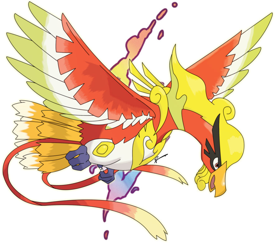 Mega Ho Oh By Rey - Ho Oh Pokemon Evolution (1017x786), Png Download