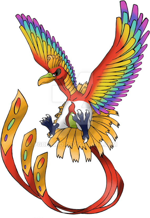 Mega Ho - Pokemon Ho Oh Mega Evolution (600x859), Png Download
