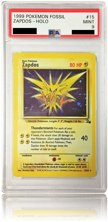 Psa 9 Zapdos 15/62 1999-2000 - Zapdos Fossil Holo (498x996), Png Download