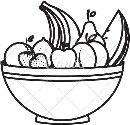 Bowl Of Fruits Drawing At Getdrawings - Healthy Food Dish Drawing (550x550), Png Download