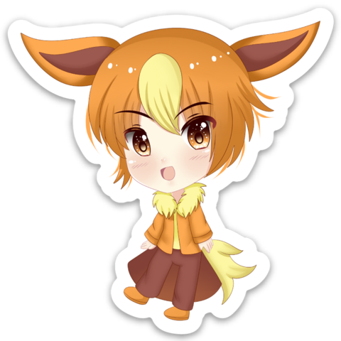 Flareon Boi 3" X 3" Vinyl Sticker - Badge (480x480), Png Download