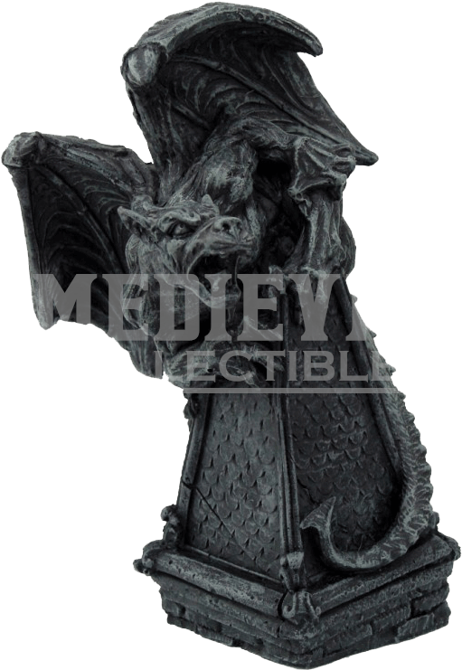 Roaring Gargoyle On A Spire Statue - Giant Rat Gargoyle Climbing Top Of Tower Figurine Bottle (763x763), Png Download