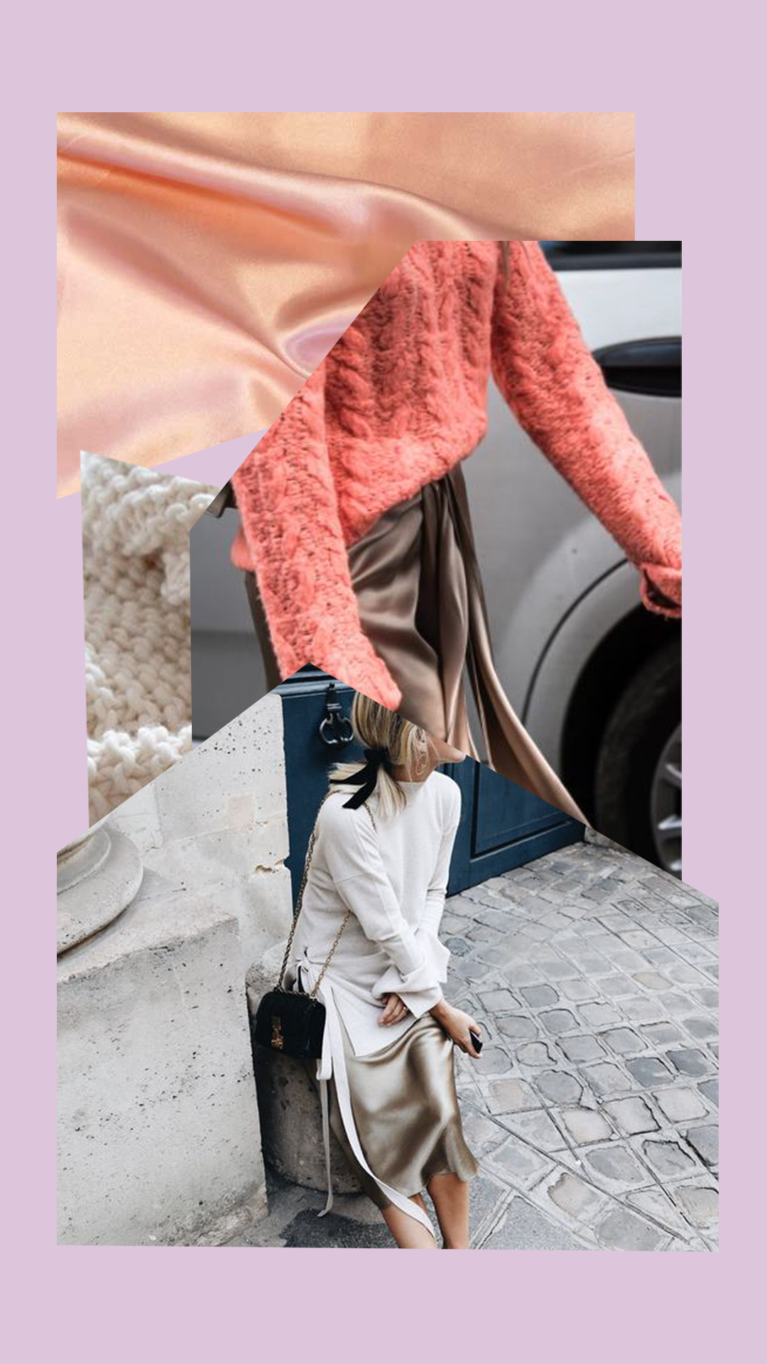Fashion Style Collage Satin And Knitwear Street Style - Snapshot (1080x1920), Png Download