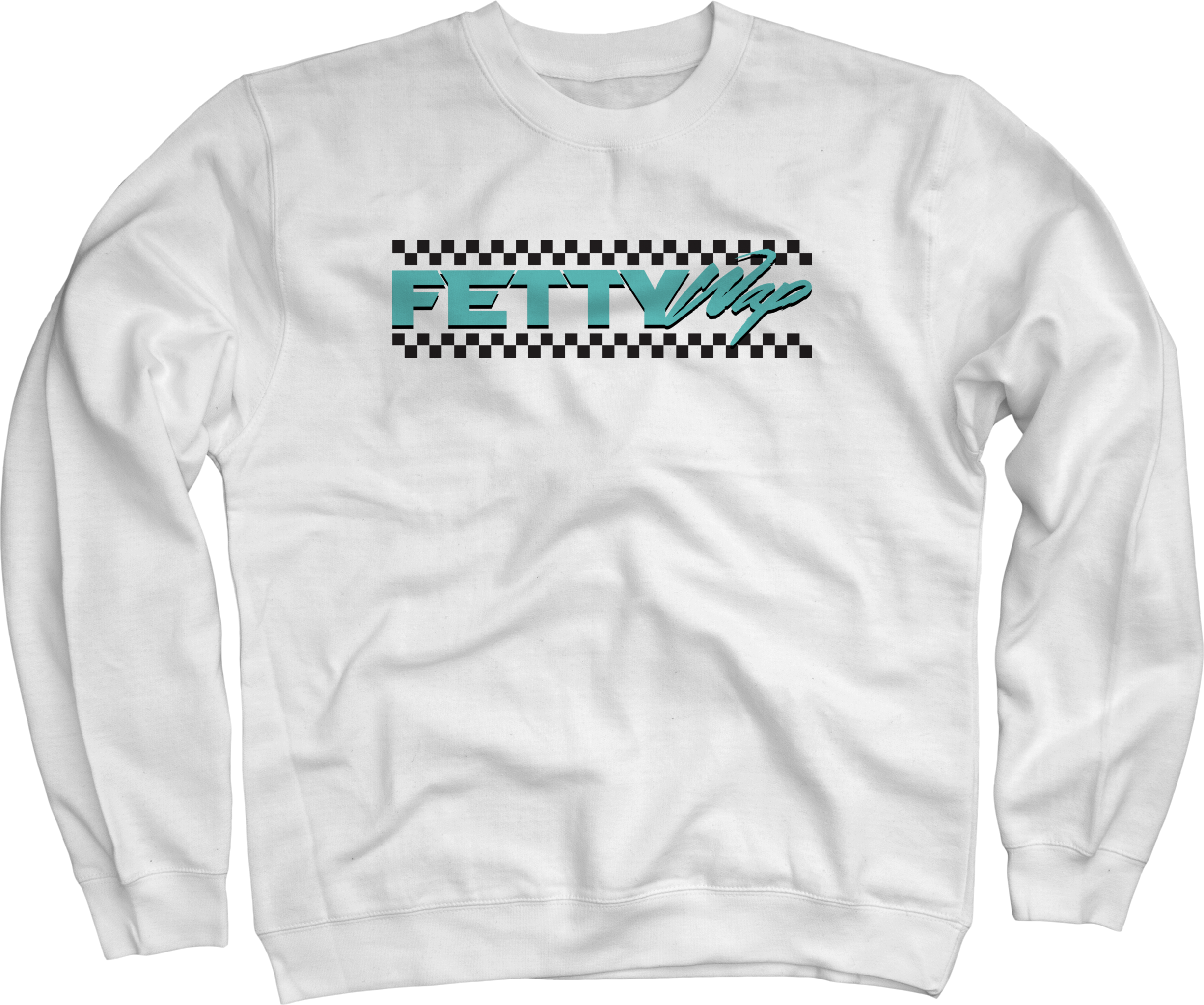 Checkered White Crewneck Sweatshirt - Crew Neck (2452x2048), Png Download