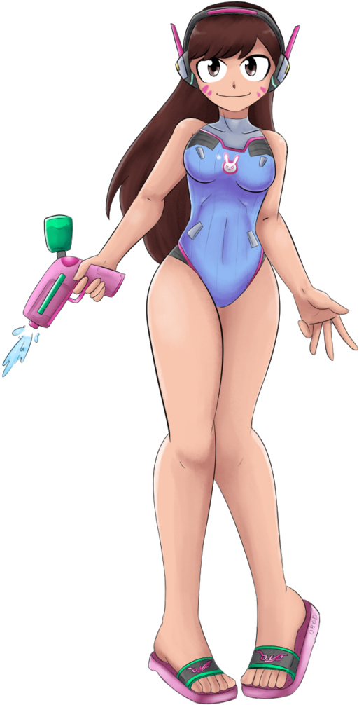 Overwatch Clothing Cartoon Fictional Character Figurine - Pool Party D Va (757x1055), Png Download