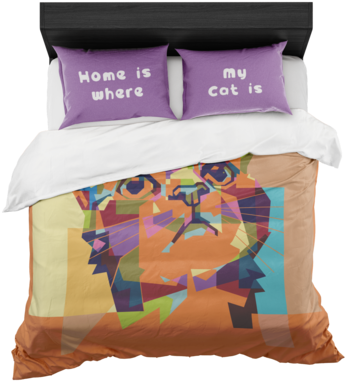 Abstract Cat Duvet Cover With Pillow Covers From Daily - Bedding (390x390), Png Download