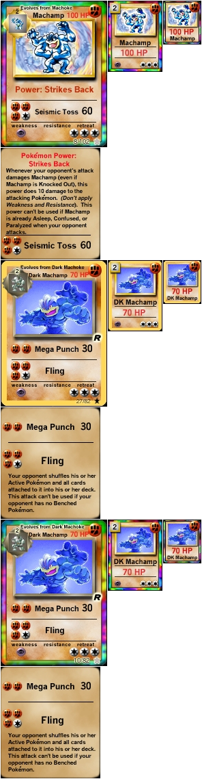 #068 Machamp - Wizards Of The Coast Pokemon Team Rocket Rare Dark (296x1138), Png Download