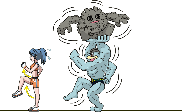 Machamp Graveler Pokemon Battle Girl Npc Trainer カイリキー - Cartoon (940x480), Png Download
