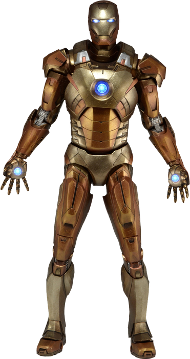 Iron Man Mark 21 Gold Neca 1/4 Scale Figure - Neca 1 4 Midas Iron Man (371x700), Png Download