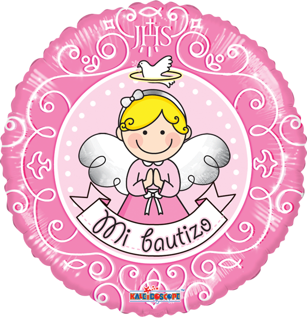 Mi Bautizo Angelita Rosa 18" Globo Met - Angelito Bautizo Rosa (600x620), Png Download