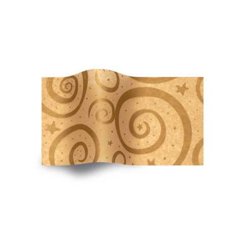 Precious Metals - Gold Swirls On Kraft Stock Design Tissue Paper (a) (480x473), Png Download