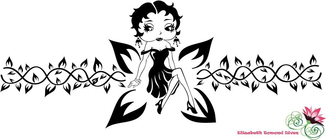 Betty Boop And Butterfly Tattoo Design - Betty Boop Tribal Tattoo (1126x534), Png Download