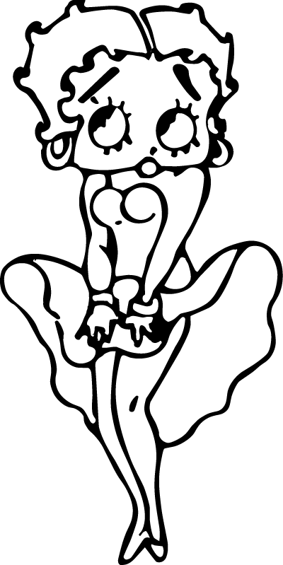Drawing Betty Boop 137 - Betty Boop In Black And White (400x799), Png Download