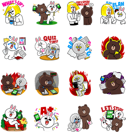 Let's Study With Line Dict - Line Sticker Study (420x448), Png Download