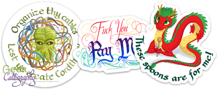Geekcalligraphystickers - Cartoon (726x298), Png Download