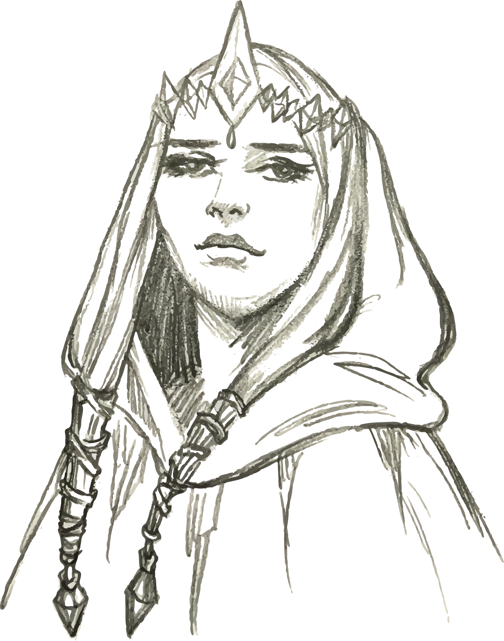 Clipart - Line Art Elf (1738x2207), Png Download