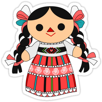 Mexican People Png Jpg Free Library - Mexican Doll Coloring Page (375x360), Png Download