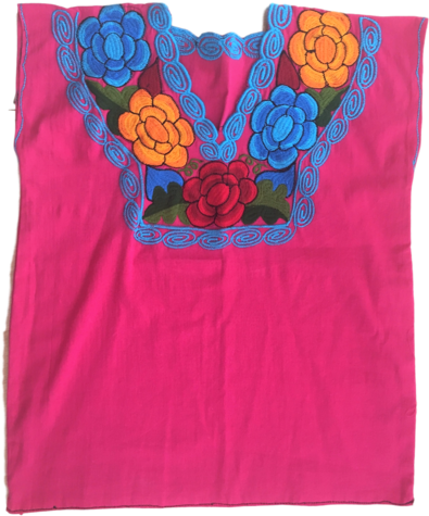 Pink Mexican Blouse With Flowers - Stitch (450x600), Png Download