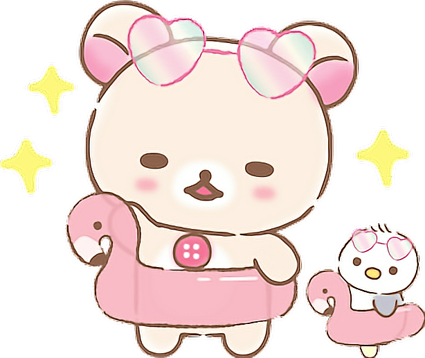 Korilakkuma Cute Kawaii Rilakkuma Vacation Heartglasses - Rilakkuma (614x516), Png Download