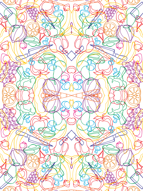 Kitchen Collage Custom Fabric By Urban Threads - Design (600x800), Png Download