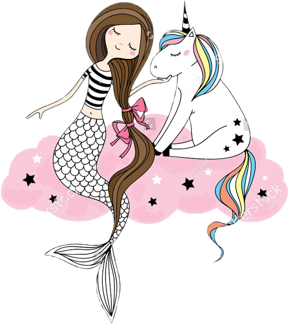 Unicorn Mermaid Bff Besties Bestfriend Bestfriends - Mermaid And Unicorn Backpack (964x1080), Png Download