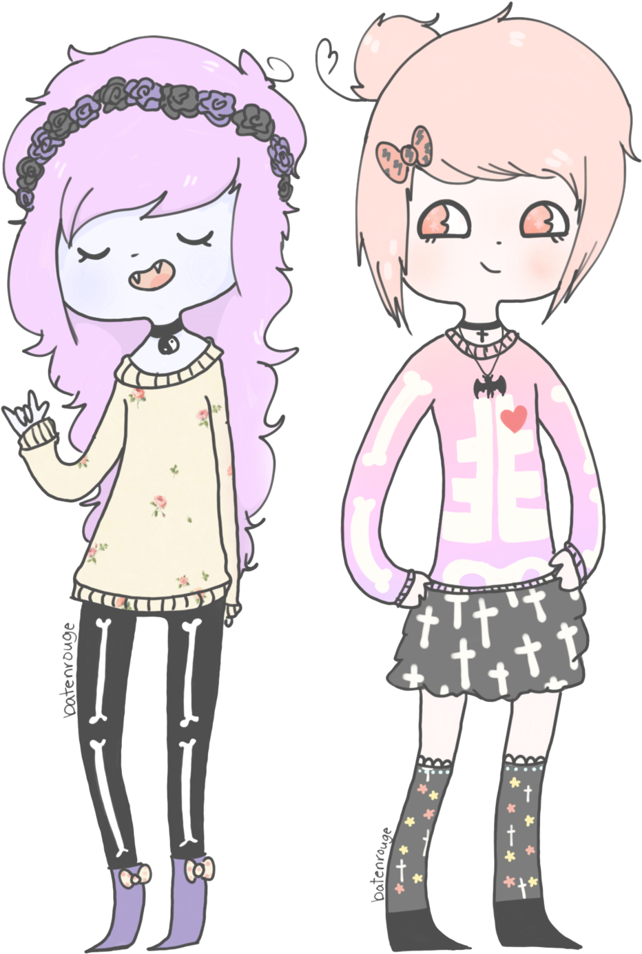 Gallery - Kawaii Drawings Of 2 Best Friends (1024x1457), Png Download
