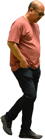 This Cutout Image Of A Man Shuffling His Feet And Looking - Bald Man Transparent (450x450), Png Download