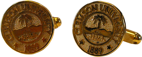 Clemson University Gold Seal Cufflinks - Bronze (600x250), Png Download