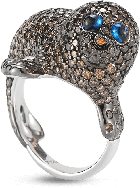 Roberto Coin Animalier 18k White Gold Seal Ring - Engagement Ring (1600x1600), Png Download