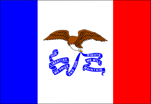 Iowa Flag State America Usa Us Iowa Iowa I - Illinois State Flags Color (495x340), Png Download