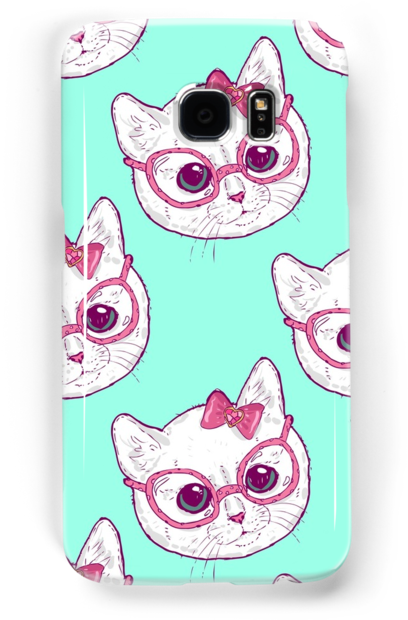 Kawaii Kitty With Glasses By Uchakina - Cartoon (500x700), Png Download