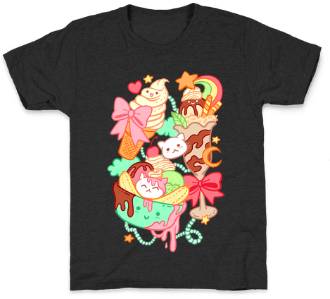 Cute Cat Sundae & Kawaii Ice Cream Kids T-shirt - Cute Cat Sundae & Kawaii Ice Cream Tote Bag: Funny (484x484), Png Download