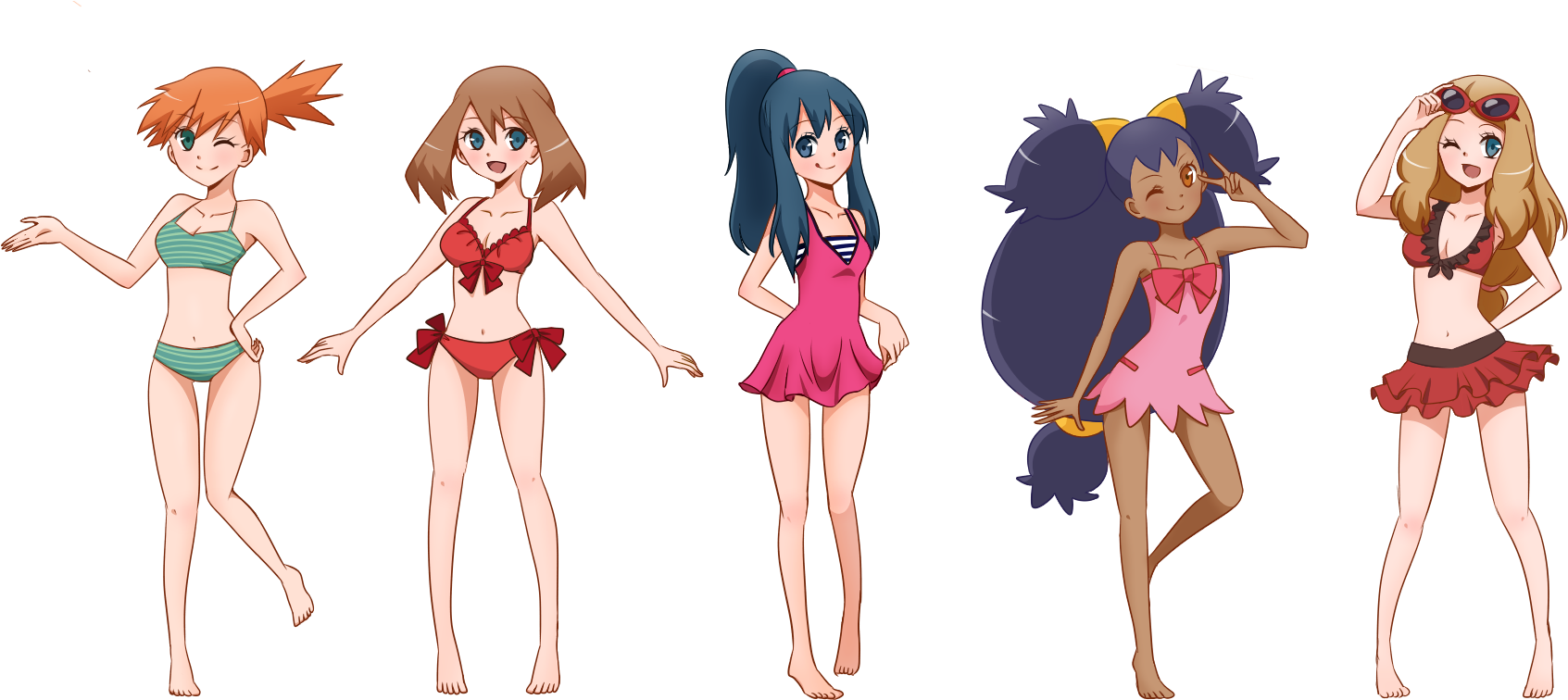Pokémon Firered And Leafgreen Pokémon Go Serena Ash - Pokemon Iris Swimsuit (1800x800), Png Download