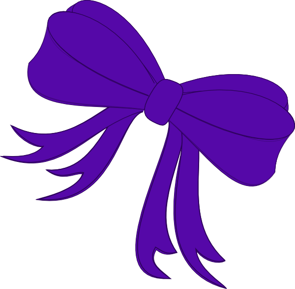 Tilted Bow Clip Art At Clker - Purple Bow Clip Art (600x589), Png Download