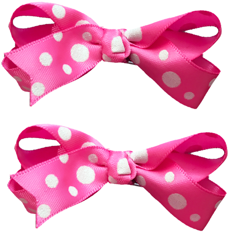 Hot Pink Hair Bow With White Bubble Dot Pattern On - Polka Dot (500x500), Png Download