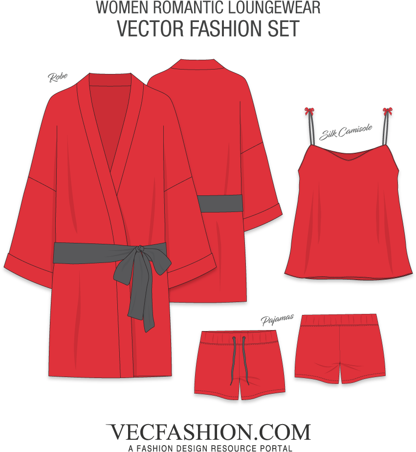 Women Romantic Loungewear Fashion Flat - Pattern (1000x1000), Png Download