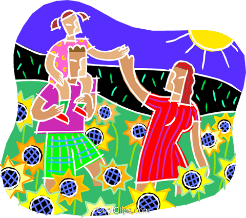 Family Walking Through A Field Of Flowers Royalty Free - Hacian Las Culturas Prehispanicas Para Cuidan (480x425), Png Download