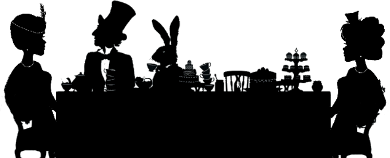 Mad Tea Party White Black (800x325), Png Download