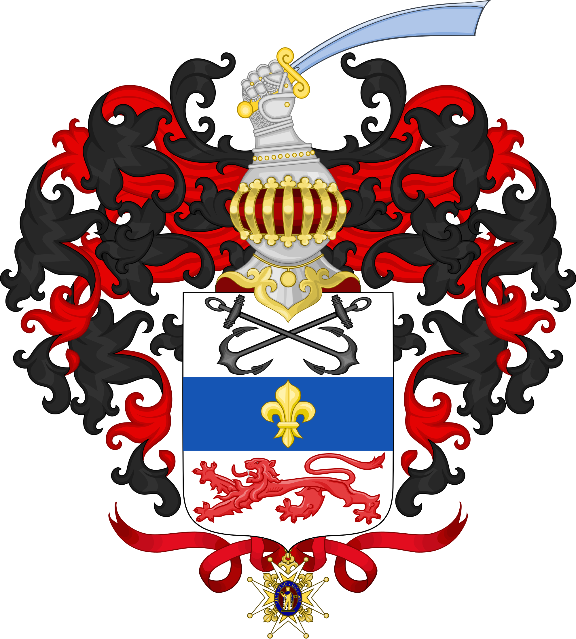 Open - Coat Of Arms Of Jean Bart (2000x2219), Png Download