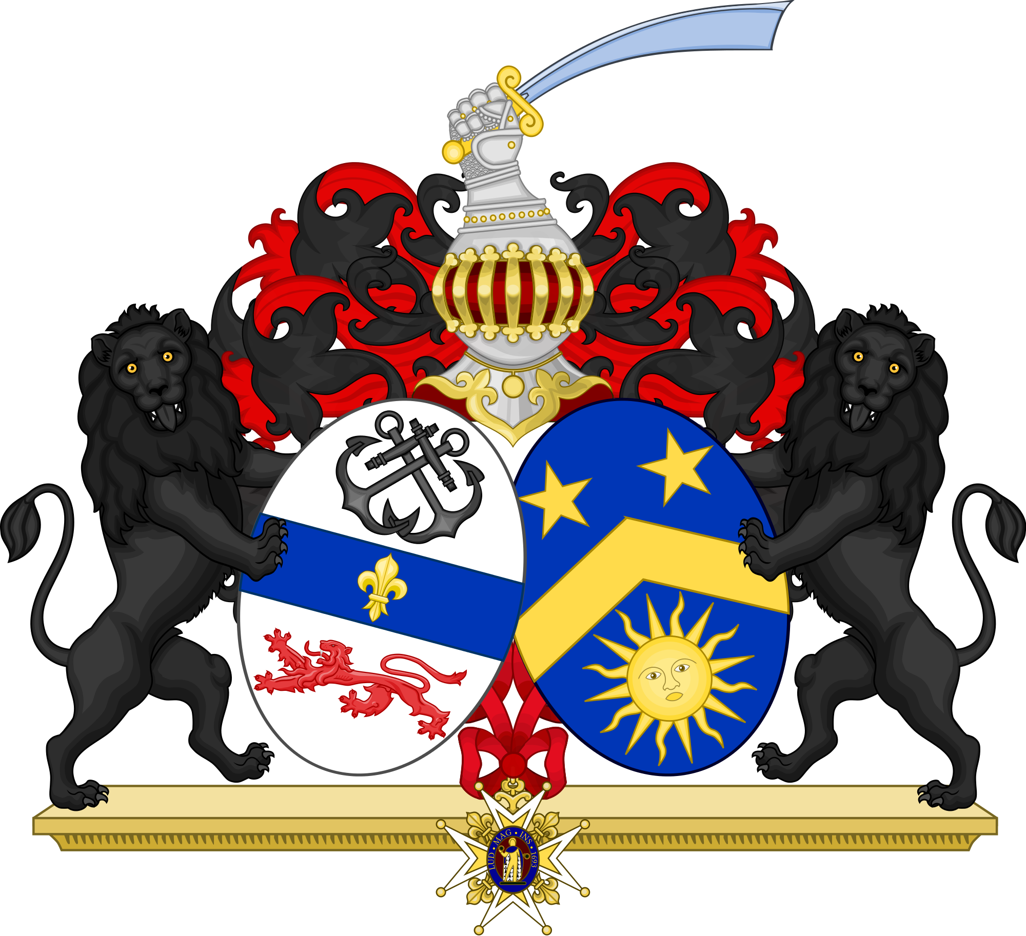 Open - Jean Bart Coat Of Arms (2000x1825), Png Download