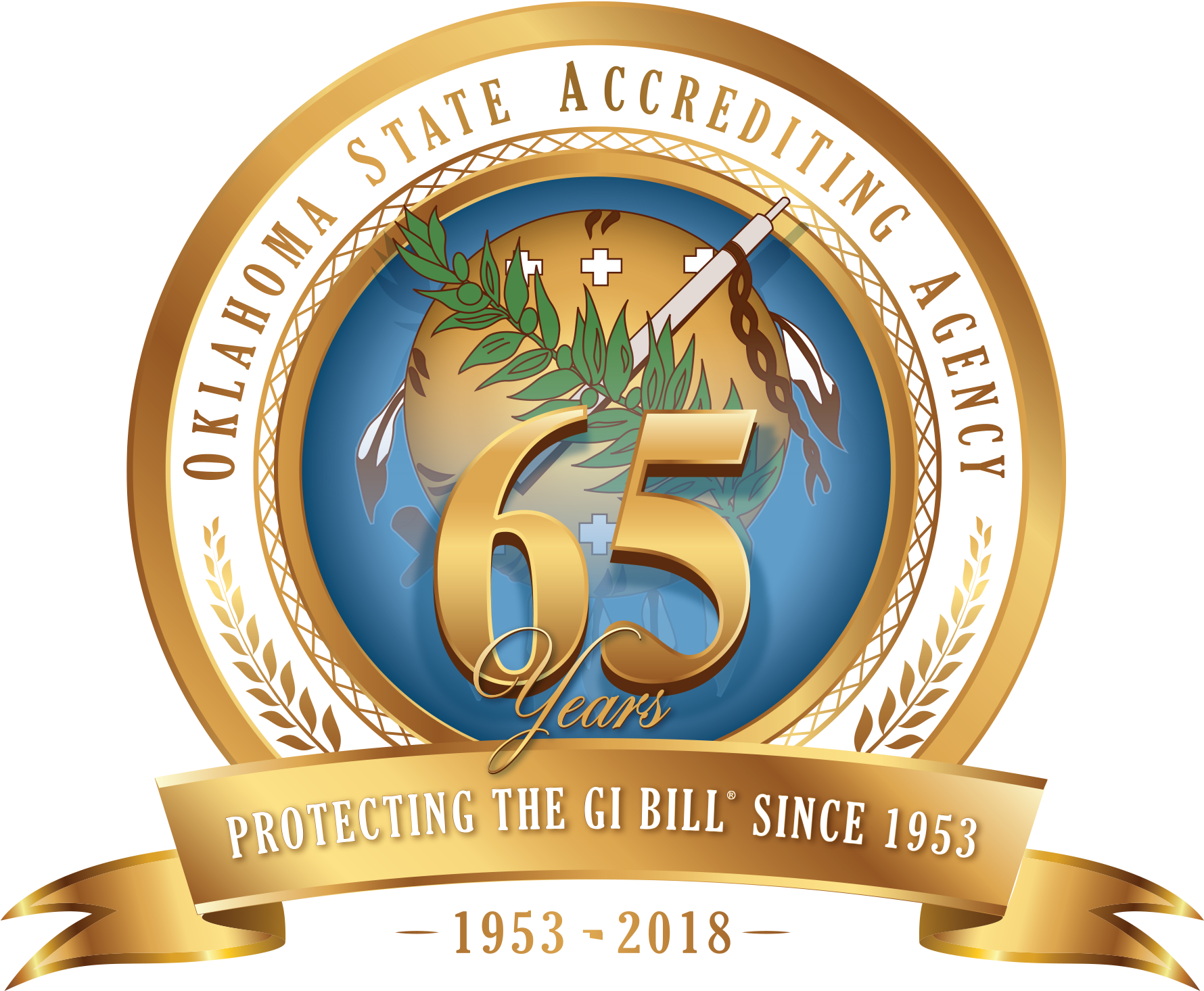 65 Years Logo - Oklahoma State Flag (1799x1527), Png Download