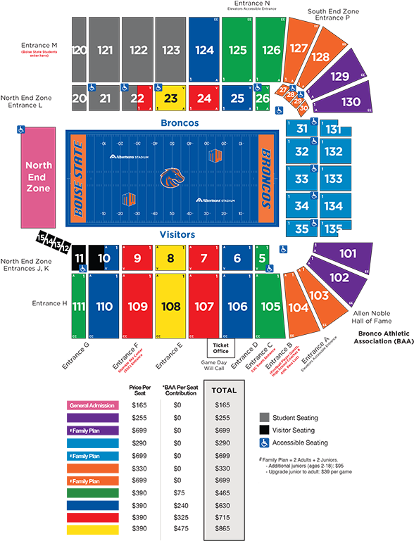 Click Here To Renew - Boise State Stadium Seating Map (600x781), Png Download