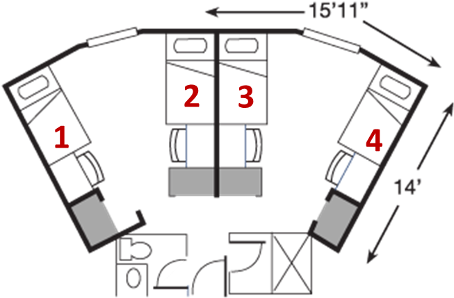 Double Occupancy Room In A Four Person Suite - Boise State Towers Hall Room (656x463), Png Download