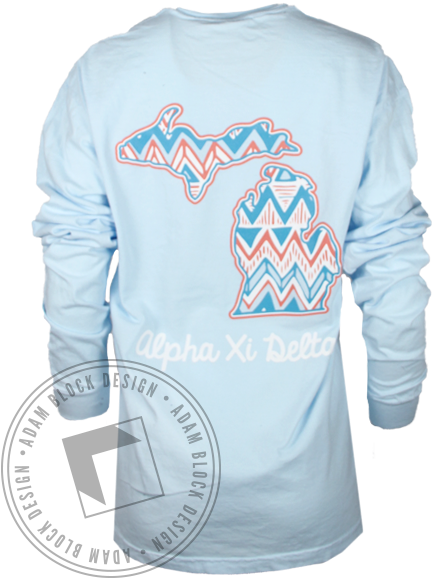 Alpha Xi Delta Chevron Longsleeve Shirt - Long-sleeved T-shirt (464x585), Png Download