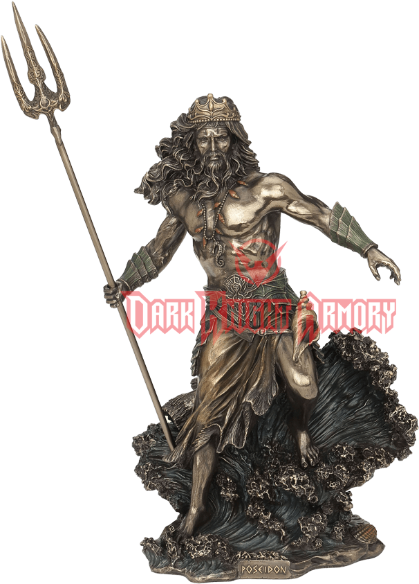 Poseidon - God Of The Sea Statue (850x850), Png Download