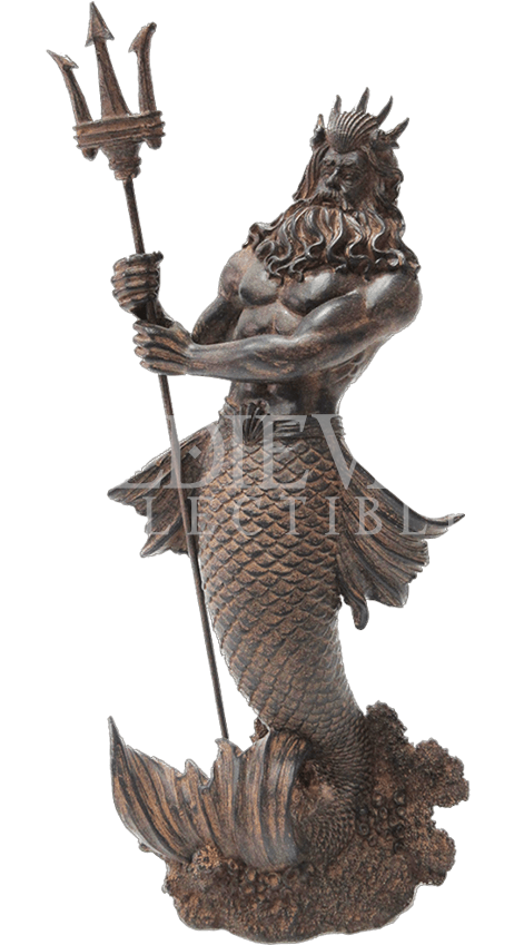 Antiqued Poseidon Statue - Poseidon Statue Transparent (850x850), Png Download