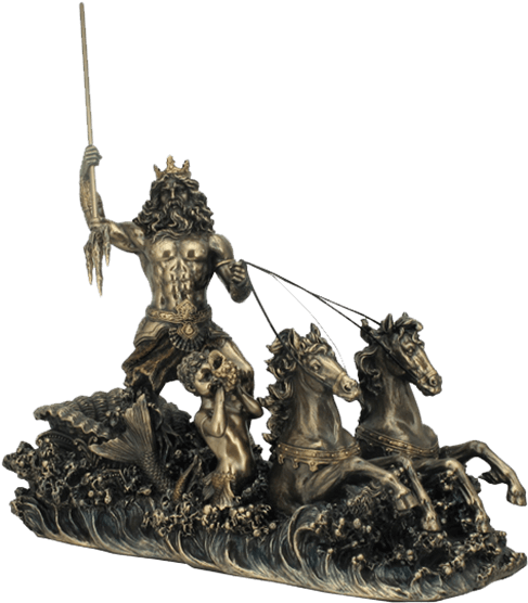 Poseidon On Hippocampus Chariot Statue - Poseidon Chariot (555x555), Png Download