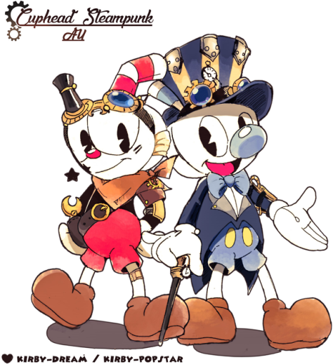 Cuphead And Mugman On Steampunk Style - Steampunk Cuphead (500x520), Png Download