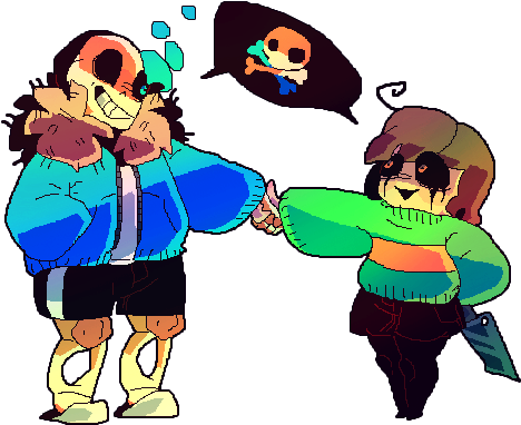 Banner Library Stock N We Both Agree By Afroclown On - Cute Sans And Chara (475x391), Png Download
